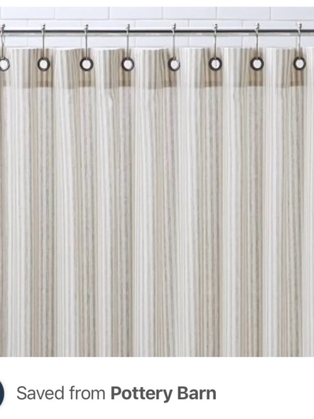 Pottery Barn Linen Style Vintage Ticking Stripe Shower Curtain Tan/Beige & Cream